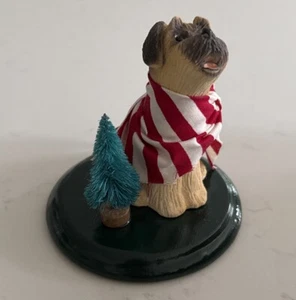 RARE Byers Choice Caroler Christmas Dog With Scarf And Christmas Tree Signed - Picture 1 of 9