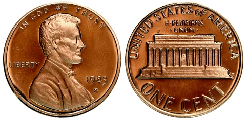 1983 S GEM BU PROOF Lincoln MemoriaL BRILLIANT UNCIRCULATED PENNY PF COIN #949 Cover