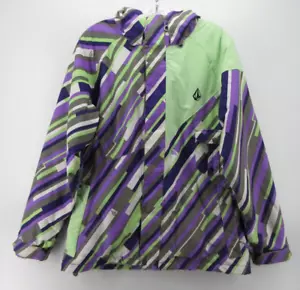Volcom Jacket Men Large Purple Ski Snowboarding Coat Abstract Hoodie Thermonite - Picture 1 of 23