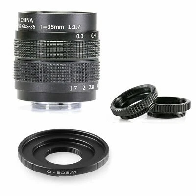 Fujian 35mm F/1.7 C mount 2/3" CCTV Lens for Canon M mount Cameras M2 M3 M5 - Image 1 of 4
