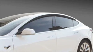 PREMIUM ACCESSORIES TESLA MODEL 3 2017-2021 TINTED WIND DEFLECTORS RAIN REPELLENTS - Picture 1 of 6