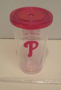 PHILADELPHIA PHILLIES BASEBALL SGA LIDDED TUMBLER CUP 6" ACRYLIC AUTHORITY - Picture 1 of 1
