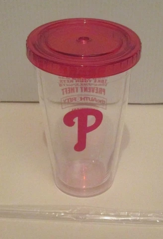 PHILADELPHIA PHILLIES BASEBALL SGA LIDDED TUMBLER CUP 6" ACRYLIC AUTHORITY Cover