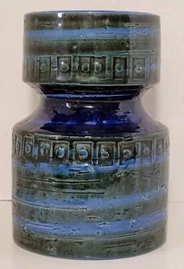 Vaso ceramica blu Trifa vintage fatto a mano in Norvegia decorazione artigianale - Foto 1 di 12