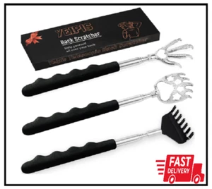 3 Pack Back Scratcher Metal Portable Telescoping with Rubber Handles, Extendable - Picture 1 of 2