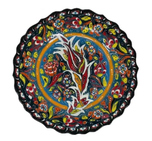 10" Turkish Polychrome Hand Painted Ceramic Plate Floral Pattern Handmade Plate - Picture 1 of 4