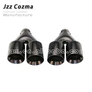 Universal Dual Black Exhaust Tip Staggered Tips Double Wall 2.5'' ID 3.5 OD - Picture 1 of 4