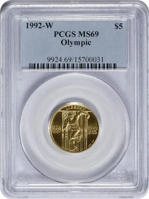 1992-W Olympic $5 Gold Five Dollar Commemorative Gold MS69 PCGS - Image 1 of 2