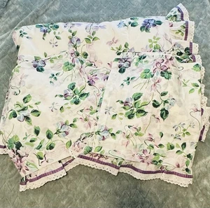 VTG “Waverley Like” Twin Size DAYBED Comforter Coverlet 2 Valances Purple Floral - Picture 1 of 13