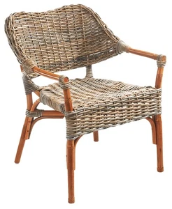 Kobolo Rattanstuhl Stuhl TARA Korbsessel Rattan geflochten natur  mit Armlehnen - Bild 1 von 7