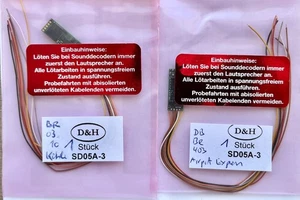 D&H 2x Sounddecoder SD05A-3 DCC Selectrix SX1 SX2 MM Minitrix Fleischmann N - Bild 1 von 1