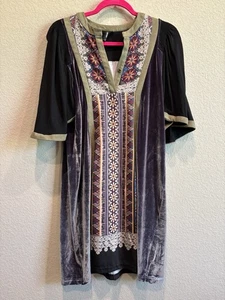 Smash! Samt Patchwork Kleid Floral Artsy Landhaus Kern Boho Festival Damen S - Bild 1 von 4