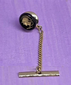 Herren Vintage Gladiator goldfarbene Krawattennadel schwarzes Glas römischer Soldat Schmuck - Bild 1 von 3