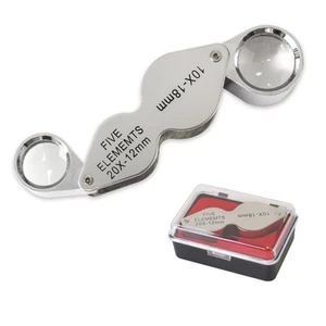 10X 20X Jewelers Loupe, Pocket Magnifying Glass with Dual Lenses, Foldable Je... - Picture 1 of 7