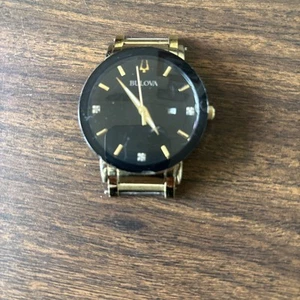Bulova Herrenuhr 97D116 Diamant Akzent schwarzes Ziffernblatt Stahl Quarz 42mm funktioniert - Bild 1 von 3