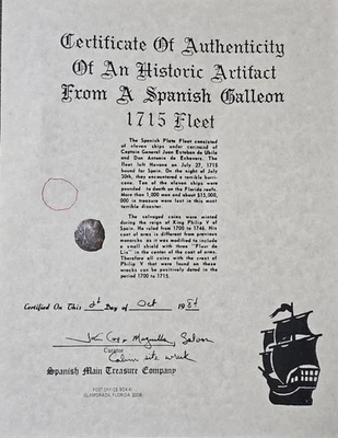 Naufragio flota 1668-77 Mo G México Cob Real 1715 con certificado de autenticidad Foto 1 de 3