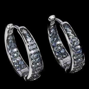 925 Sterling Silber Ohrringe Saphir rund Diamantschliff Natur Edelstein Schmuck - Bild 1 von 14