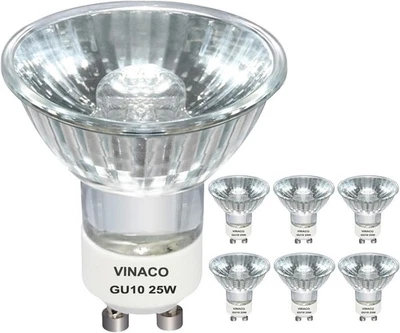 Vinaco GU10 C 120V 25W Bulb Candle Warmer, 6PCS High Output 220LM Clear Glass  - Image 1 of 4