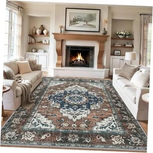 Area Rug Living Room 6x9, Machine Washable Area Rug, Low Pile Non-Slip Large  - Picture 1 of 7