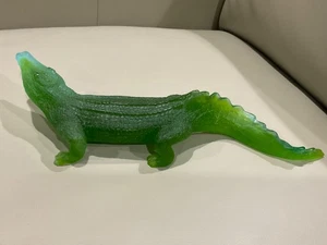 STUNNING DAUM PATE DE VERRE ALLIGATOR LUMINOUS - 12.2x H 2.9 x D 3.5 in Repaired - Picture 1 of 21