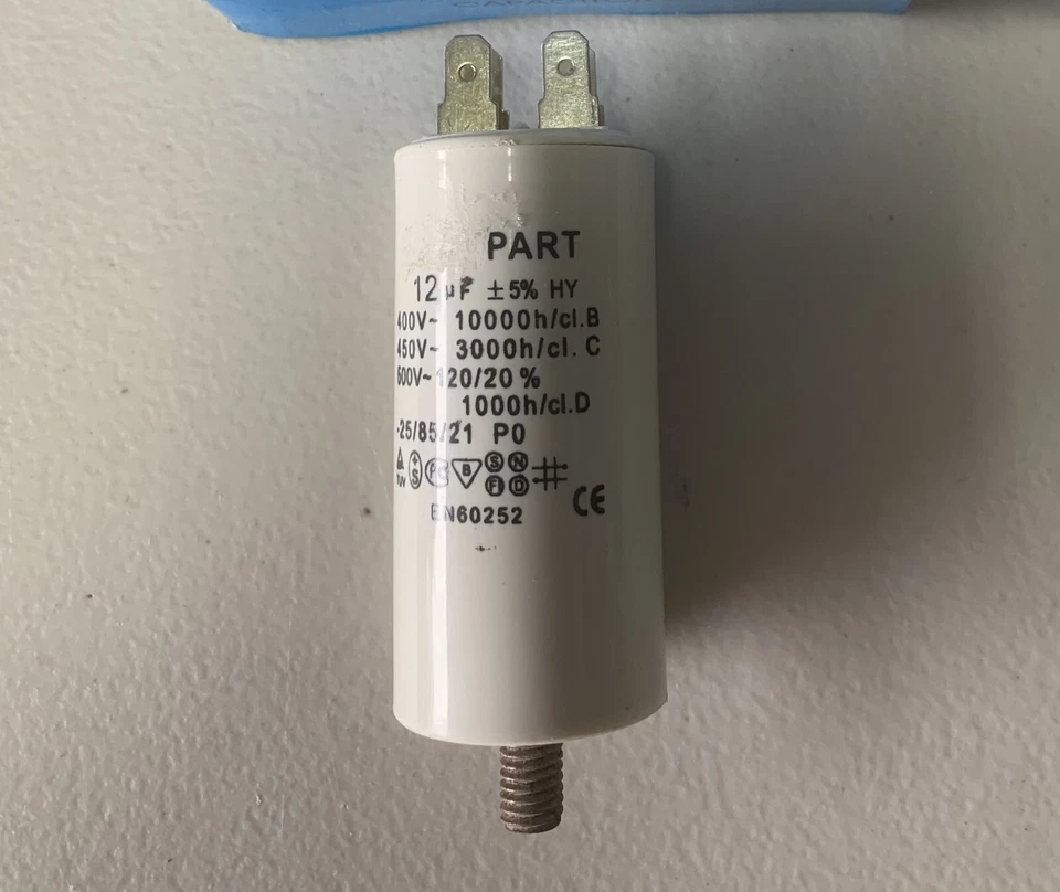 Capacitor Electric Motor 12uF UNIVERSAL RUN MOTOR CAP. 50/60HZ 450VAC 12mf - image 1 of 1