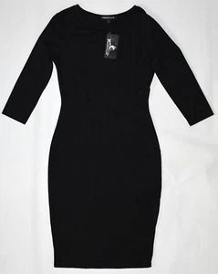 REPHYLLIS Black 3/4 Sleeve Crew Neck Pullover Sheath Dress Womens S *NEW* - Picture 1 of 4