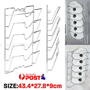 5 Layer Pan Pot Cover Lid Cutting Board Rack Wall Mount Holder Kitchen Organizer - Picture 1 of 11