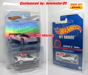 Hot Wheels CUSTOM 2022 NFTGARAGE S3 HW SHOWROOM Pagani Zonda R WHITE,CARDED - Picture 1 of 17