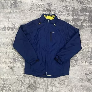 Starter Jacket Mens Medium Blue Zip Up Windbreaker Rain Coat Shell Y2K Vintage - Picture 1 of 8