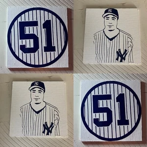 Handgefertigte New York Yankees Untersetzer im Ruhestand! 4er Set! Bernie Williams - #51 - Bild 1 von 5