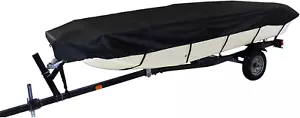 210D Heavy Duty Trailerable Boat Cover  for Jon Boat-Black - Picture 1 of 7