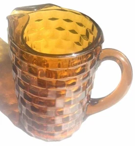 1960er Indiana Bernstein facettierter Glaskrug 8 1/2" Zoll hoch Vintage - Bild 1 von 12