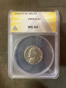 1955 D Jefferson Nickel ANACS MS65 - Picture 1 of 3