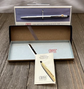 1982 Vintage Cross Classic Blue Ink 2502 Silver Ballpoint Pen Original Box JL - Picture 1 of 9