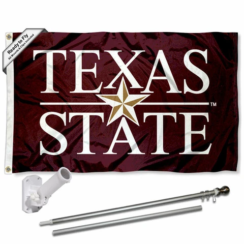 Texas State Bobcats Wordmark Flag Pole and Bracket Gift Set Package Cover