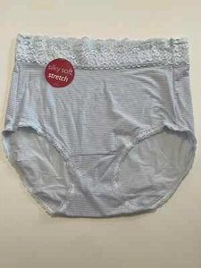 NWT  Vanity Fair Silky Flattering Nylon Lace Waistband Panties 10 3XL Blue Silky - Picture 1 of 2
