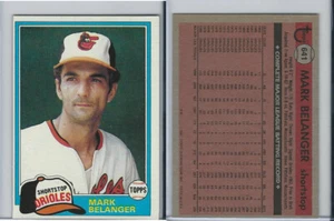1981 Topps Baseball, #641 Mark Belanger, Orioles - Picture 1 of 1