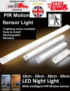 Tira de Luz LED PIR Sensor de Movimiento USB Recargable Magnético Armario Lámpara - Imagen 1 de 15