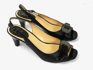 Cole Haan Shoes Womens 7 B Slingback Open Toe Sandals Black Leather - Picture 1 of 7
