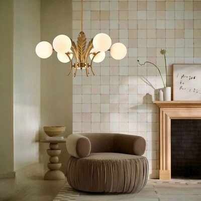 NUEVO Lámpara de techo Anthropologie Mid Century moderna de vidrio dorado Foto 1 de 4