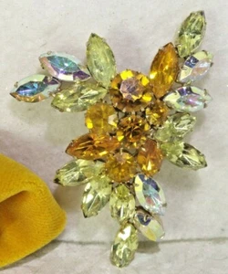 VINTAGE FABELHAFTE FUNKELNDE UNSIGNIERTE WEISS HONIG ~ JONQUIL ~ AB RS GROSSE SPRAY BROSCHE ANSTECKNADEL - Bild 1 von 6