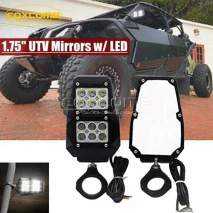 2X UTV Rearview L&R Side Mirrors w/LED Light For Polaris RZR 1.75"to 2" Roll Bar - Picture 1 of 10