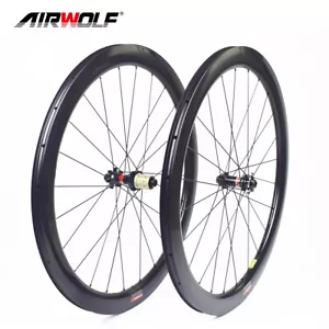 AIRWOLF 700C 50*25mm Carbon Road Bike Wheelset Bicycle Wheels Disc Tubeless - Picture 1 of 15