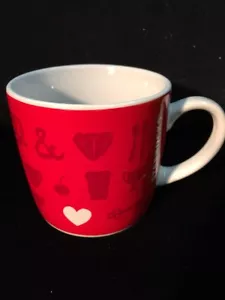 TAZZA DA CAFFÈ-TÈ STARBUCKS rossa con cuore bianco ❤️ e altro KOOL DECOR-8 oz usata in ottime condizioni - Foto 1 di 12