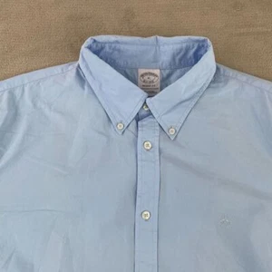 Brooks Brothers Hemd Herren XL Blau Kariert Regent Fit Bügelfrei Brustlogo Neu ohne Etikett - Bild 1 von 12