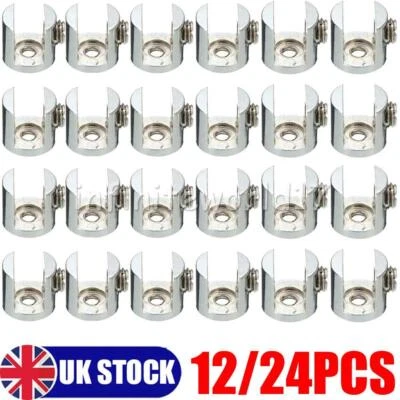 12-24Pcs Glass Shelf Support Clamp Brackets Clip Polished Chrome Shelves 4mm-8mm - Image 1 of 4
