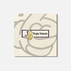 I Like Virgin Islands Travel Slogan 4'' X 4'' Square Wooden Coaster - Picture 1 of 3