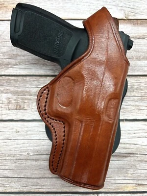 For 4.7" SIG P250 P320, Right Hand Leather Roto Thumb Break Paddle Holster - Image 1 of 4