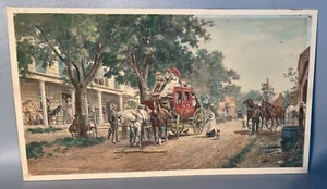 Handfarblithographie 1883 wechselnde Pferde Edward Lamson Henry Postkutschendepot - Bild 1 von 6