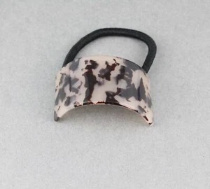 Beige Brown cuff ponytail holder plastic marbled stretch elastic pony tail cover - Picture 1 of 6
